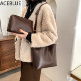 Retro Bucket Bag Solid PU Leather Crossbody Bag