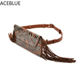 Vintage Tassel Waist Bags For Women Fanny Packs Pu Leather Lady Small Purses
