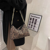 Woman Brown Leopard Chains Crossbody Shoulder Bag Spring