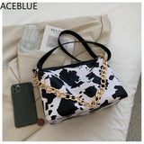 Woman Brown Leopard Chains Crossbody Shoulder Bag Spring