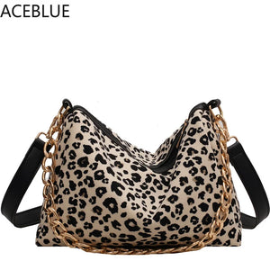 Woman Brown Leopard Chains Crossbody Shoulder Bag Spring