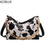Woman Brown Leopard Chains Crossbody Shoulder Bag Spring