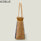 Women Straw Bag Large Capacity Tote Fringe Shoulder Handbag