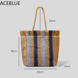 Women Straw Bag Large Capacity Tote Fringe Shoulder Handbag