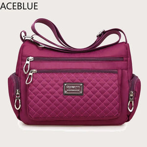 Women's Crossbody Bag Waterproof Nylon Plaid Shoulder Messenger Bags