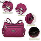 Women's Crossbody Bag Waterproof Nylon Plaid Shoulder Messenger Bags