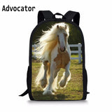 3D Crazy Horse Printing Book Bag Men Schoolbag Animals School Bags for Teenage B