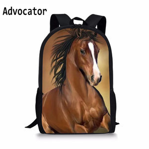 3D Crazy Horse Printing Book Bag Men Schoolbag Animals School Bags for Teenage B