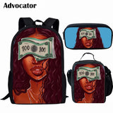 Art African Girls Backpacks Set for School Girls