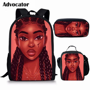 Art African Girls Backpacks Set for School Girls