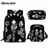 3pc African Girl Print School Bags Set for Girls Kids Backpack Boys Children