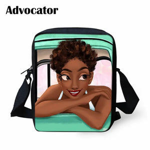 African Woman Print Mini Messenger Bag for Teens Crossbody Bags School Handbags
