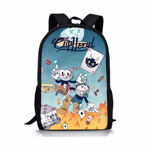 Cuphead Print School Bags for Kids Backpack Gift