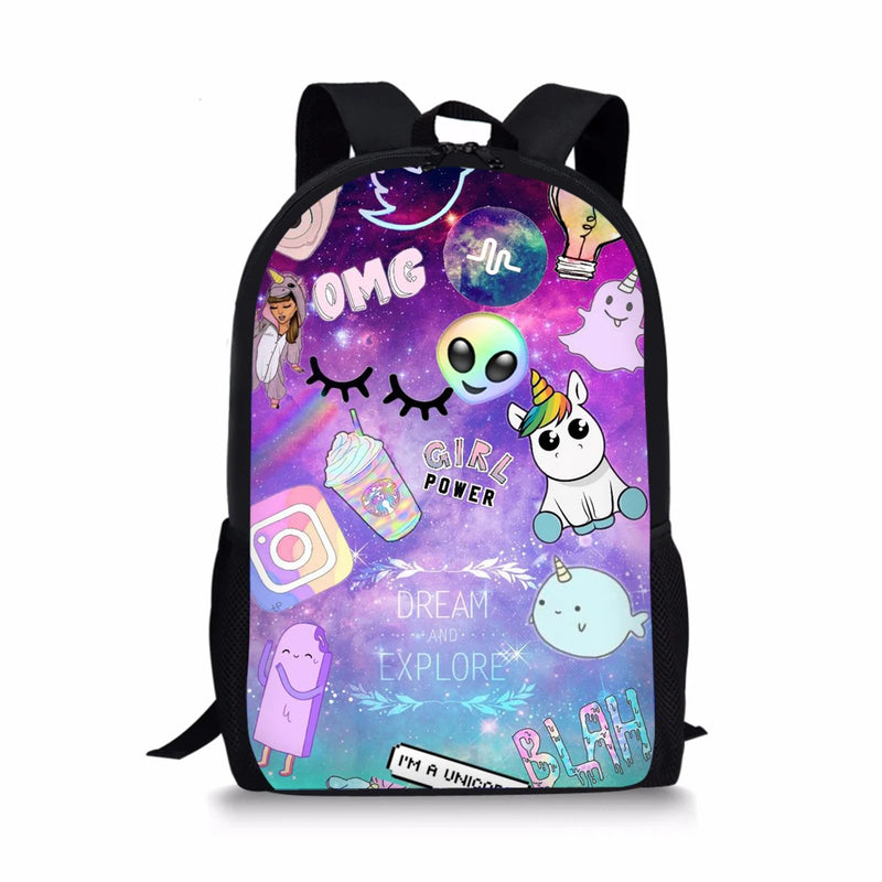 Alien Cartoon Pattern School Supplies Teenage Backpack