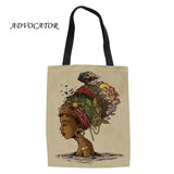 Canvas Shoulder Bag African Girl Print Large Capacity Handbag