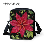 Christmas Flowers Pattern Crossbody Bag Girls Messenger Shoulder Handbag