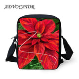 Christmas Flowers Pattern Crossbody Bag Girls Messenger Shoulder Handbag