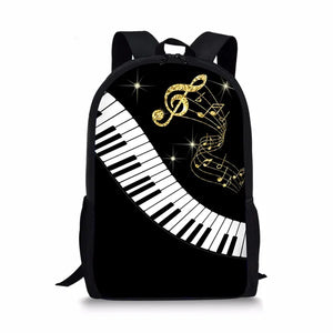Stylish Piano Keyboard/Music Note Print Backpack