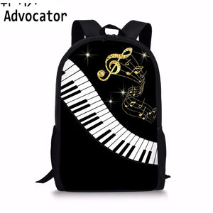 Stylish Piano Keyboard/Music Note Print Backpack