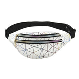 AECU Holographic Waist Bag Pink Silver Fanny Pack Geometric Chest Phone Pouch