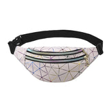 AECU Holographic Waist Bag Pink Silver Fanny Pack Geometric Chest Phone Pouch