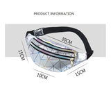 AECU Holographic Waist Bag Pink Silver Fanny Pack Geometric Chest Phone Pouch