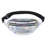 AECU Holographic Waist Bag Pink Silver Fanny Pack Geometric Chest Phone Pouch