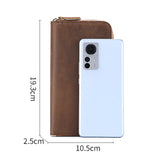 Crazy Horse Leather Men's Long Wallet RFID Anti-magnetic Retro Clutch