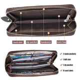 Crazy Horse Leather Men's Long Wallet RFID Anti-magnetic Retro Clutch