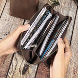 Crazy Horse Leather Men's Long Wallet RFID Anti-magnetic Retro Clutch