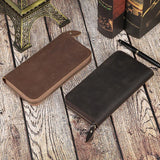 Crazy Horse Leather Men's Long Wallet RFID Anti-magnetic Retro Clutch
