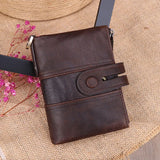 RFID Men's Wallet Crazy Horse Leather Short Zipper Multi-card Retro Style