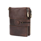 RFID Men's Wallet Crazy Horse Leather Short Zipper Multi-card Retro Style