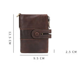 RFID Men's Wallet Crazy Horse Leather Short Zipper Multi-card Retro Style