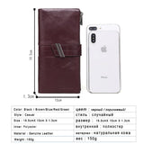 Oil Wax Leather Ladies Wallet Double Zipper Coin Purse Long Clutch Bag