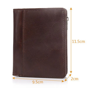 Men's Short Wallet Retro Oil Wax Leather Wallet