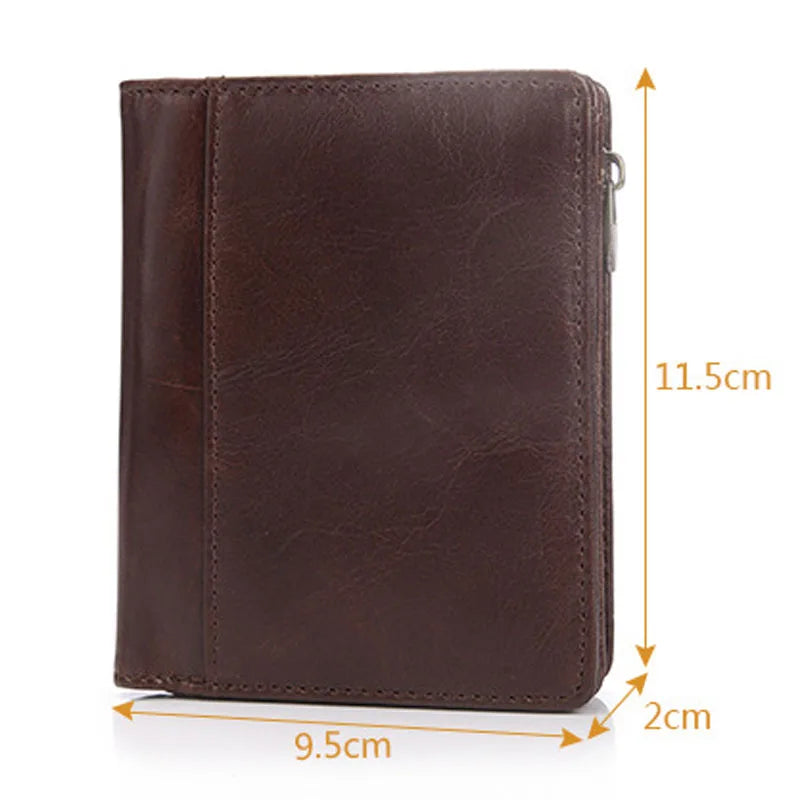 Men's Short Wallet Retro Oil Wax Leather Wallet