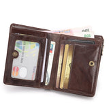 Men's Short Wallet Retro Oil Wax Leather Wallet