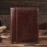Men's Short Wallet Retro Oil Wax Leather Wallet