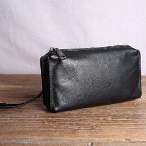 Men's Leather Clutch Wallet Soft Cowhide Mobile Phone Bag