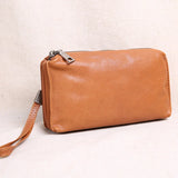 Men's Leather Clutch Wallet Soft Cowhide Mobile Phone Bag