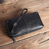 Men's Leather Clutch Wallet Soft Cowhide Mobile Phone Bag