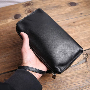 Men's Leather Clutch Wallet Soft Cowhide Mobile Phone Bag