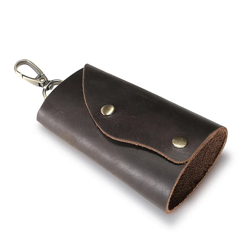 Crazy Horse Leather Key Case Waist Hanging Multifunction Keychain