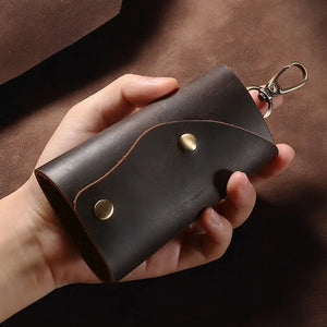 Crazy Horse Leather Key Case Waist Hanging Multifunction Keychain