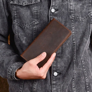 Men's Crazy Horse Leather Long Wallet