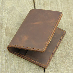 Men's Short Mad Horse Leather Mini Wallet