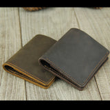 Men's Short Mad Horse Leather Mini Wallet