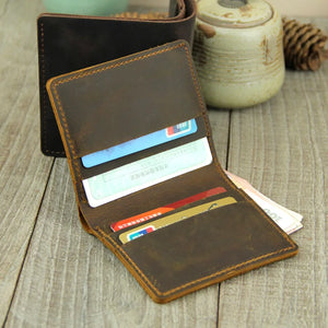 Men's Short Mad Horse Leather Mini Wallet