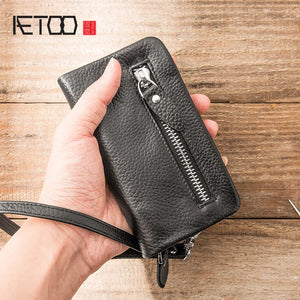 Men's Leather Large-Capacity Utility Key Collection Bag